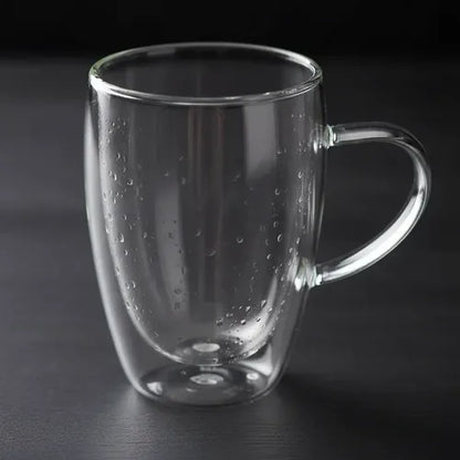 Pack 4 Vasos Doble Fondo 450ml Con Asa 14cm X 9cm Vidrio