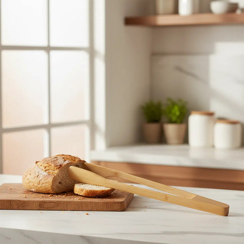 Pinzas De Bambú Para Cocina - Diseño En V De 29 Cm Madera