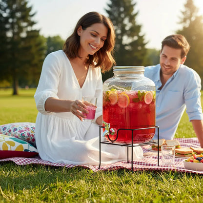 Dispensadores De Vidrio Para Bebidas Y Jugos Con Atril 5lts Vidrio