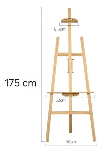 Atril Caballete Ajustable Madera Tope Altura De 1,75mts Pro Madera Natural