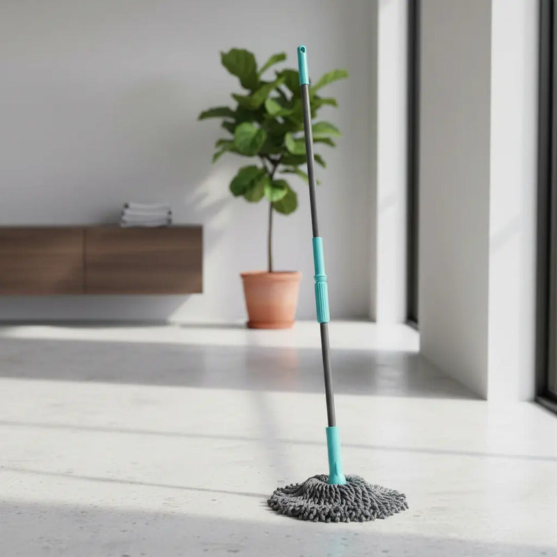 Mopa Trapeador Con Exprimidor Automatico Funcional 135cm Celeste