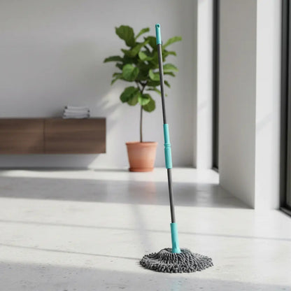Mopa Trapeador Con Exprimidor Automatico Funcional 135cm Celeste