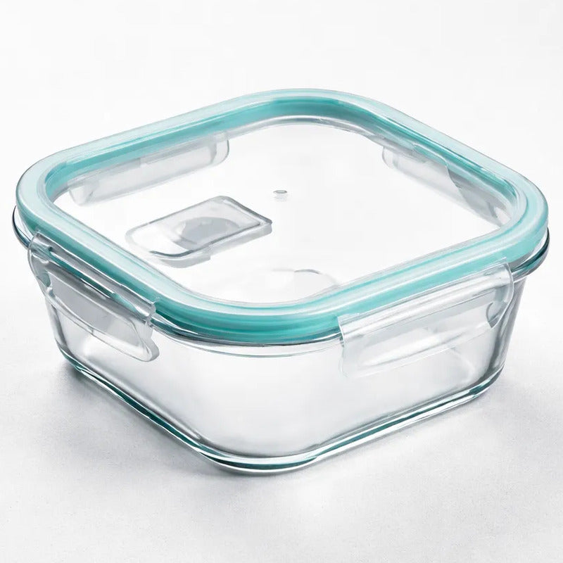 Set 3 Tupper Hermético Vidrio 800ml Transparente