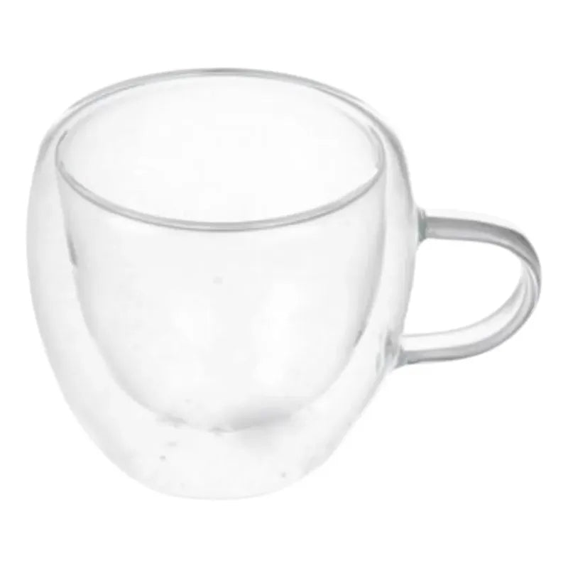 Pack 4 Tazas De Vidrio Doble Pared Con Asa 150 Ml Transparente