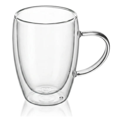 Pack 4 Vasos Doble Fondo 450ml Con Asa 14cm X 9cm Vidrio