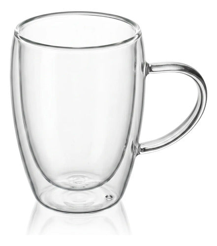 Pack 4 Vasos Doble Fondo 450ml Con Asa 14cm X 9cm Vidrio