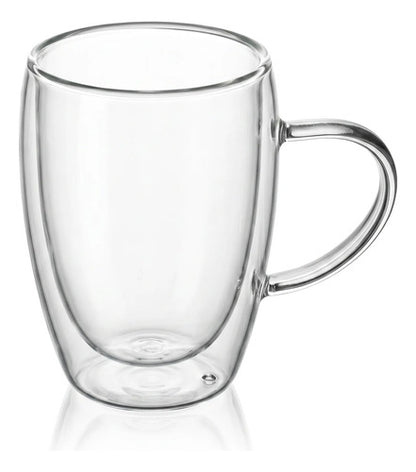 Pack 4 Vasos Doble Fondo 450ml Con Asa 14cm X 9cm Vidrio