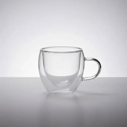 Pack 4 Tazas De Vidrio Doble Pared Con Asa 150 Ml