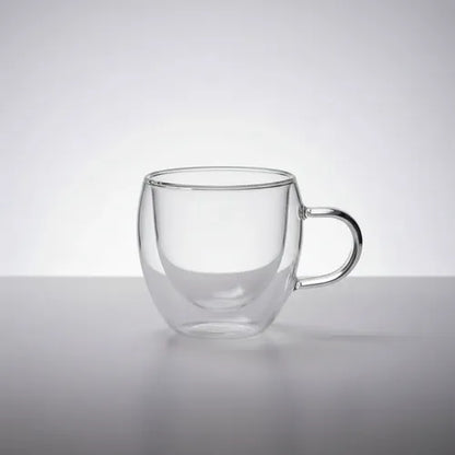 Pack 4 Tazas De Vidrio Doble Pared Con Asa 150 Ml