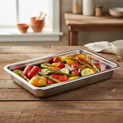 Bandeja De Acero Inoxidable 40 X 30 2cm Plateado