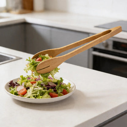 Pinza Para Alimento O Ensalada Cocina Bambú 30 Cm Madera