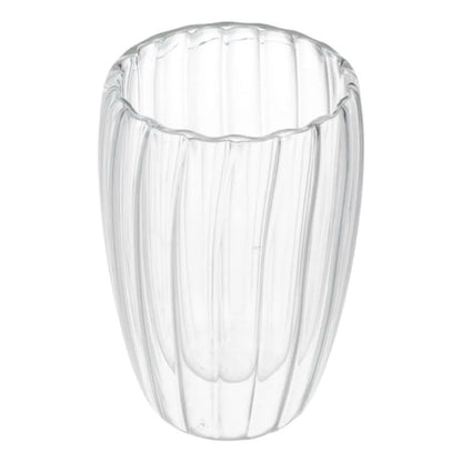 Pack 4 Vasos De Vidrio Doble Pared 450 Ml - Diseño Rayado Vidrio