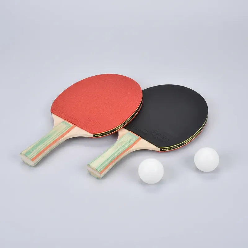 Kit Ping Pong 2 Paletas Madera Rojo Negro 3 Pelotas Varios Madera