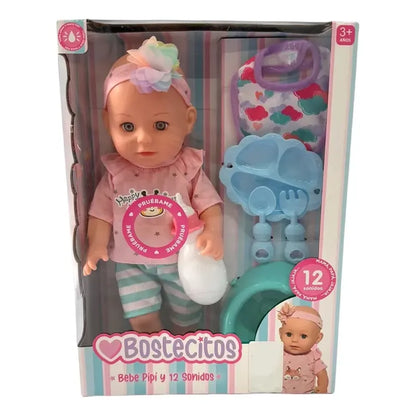 Muneca 36cm C/12 Sonidos Y Hace Pipi