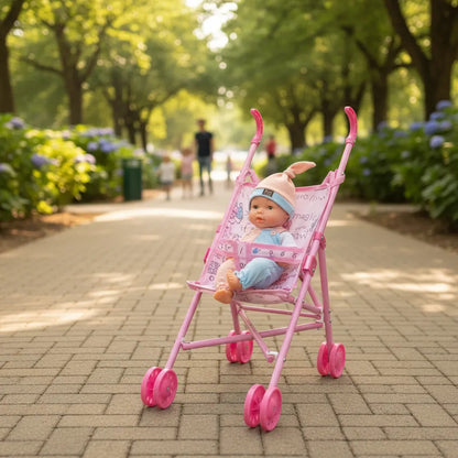 Muñeca Con Coche De Juguete Rosa