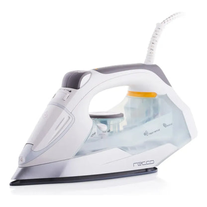 Plancha A Vapor Recco 2000w Suela Cerámica Antiadherente Blanco