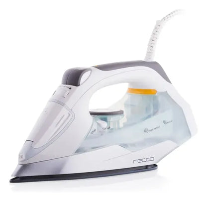 Plancha A Vapor Recco 2000w Suela Cerámica Antiadherente Blanco