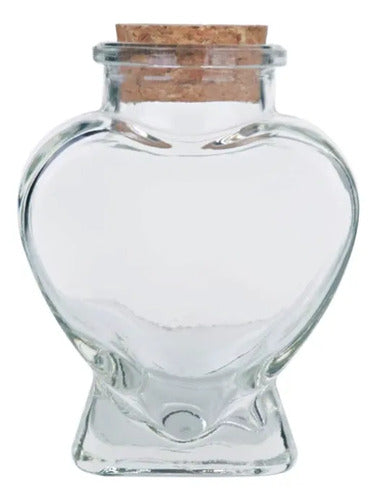 Pack 12 Frasco De Vidrio En Forma De Corazón Con Corcho 80ml Vidrio
