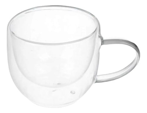 Pack 4 Tazas De Vidrio Doble Pared Redondeada 220 Ml