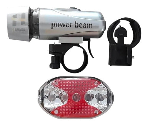 Combo Luz Delantera Y Luz Roja Trasera A Pilas Plateado Gris-negro