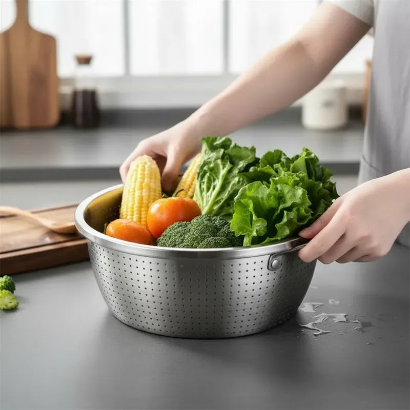 Colador Escurridor Acero Inoxidable 30cm Pasta Cocina Acero Inoxidable