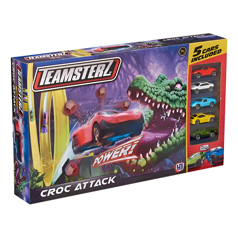 Pista De Autos Teamsterz Cocodrilo + 4 Autitos Multicolor