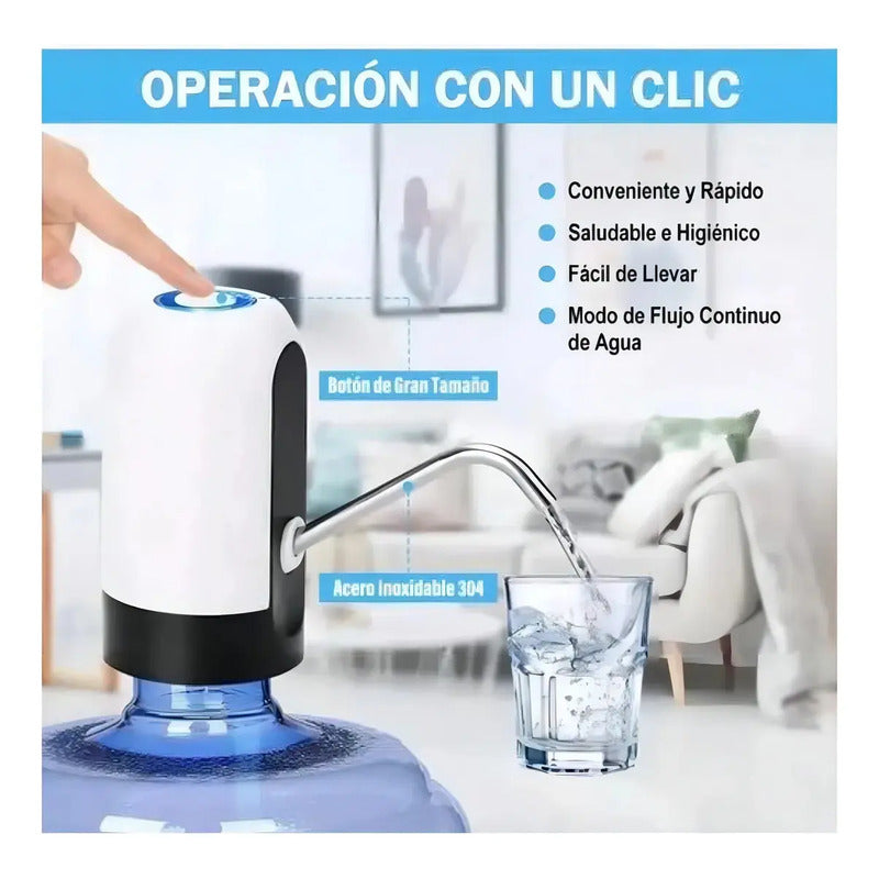 Dispensador De Agua Portátil Usb Bomba Dispensador Bidones Negro