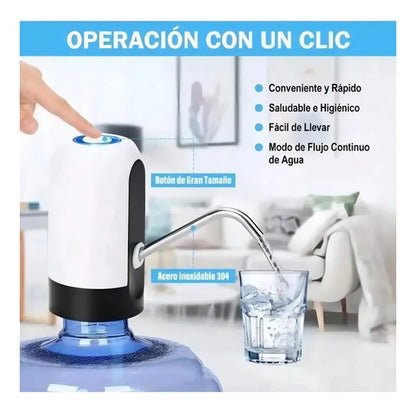 Dispensador De Agua Portátil Usb Bomba Dispensador Bidones Negro