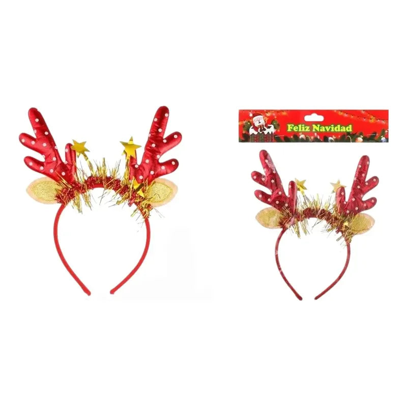 Pack 2 Cintillo Adornos Navideños De 23x11 Cm Rojo