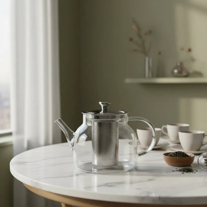 Tetera Infusor De Vidrio Té Infusor Acero Inoxidable 1.8l Transparente