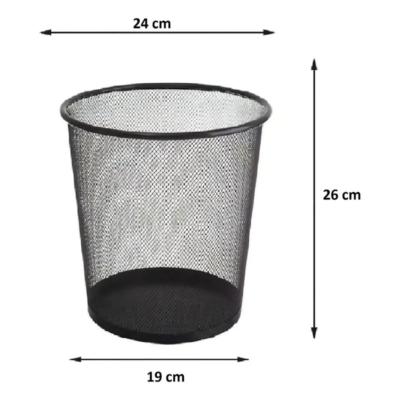 Basurero Papelera Canasta Metálico Para Oficina Dormitorio Color Negro