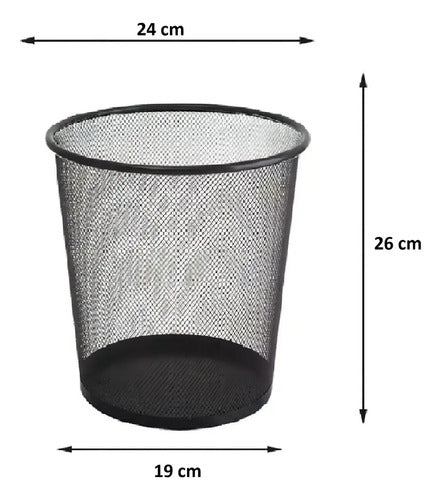 Basurero Papelera Canasta Metálico Para Oficina Dormitorio Color Negro