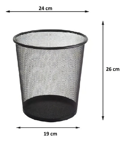 Basurero Papelera Canasta Metálico Para Oficina Dormitorio Color Negro