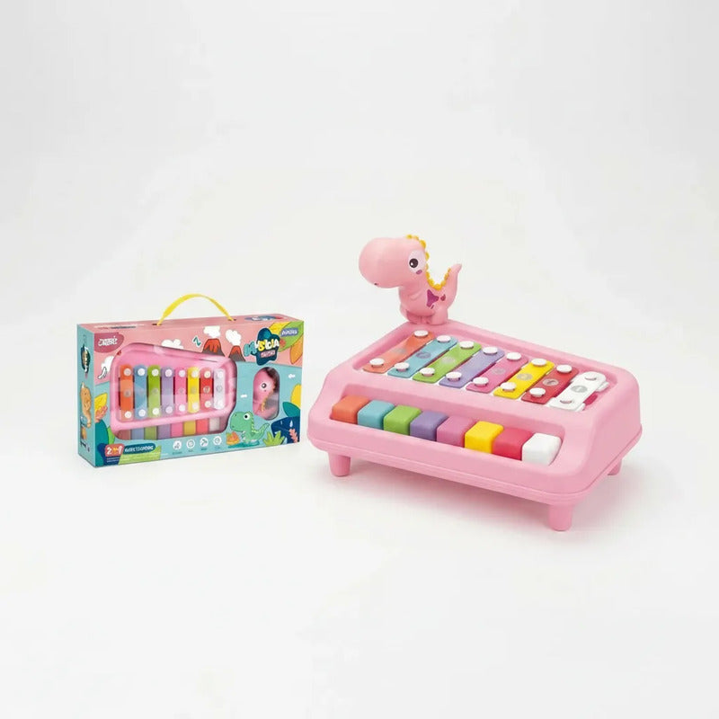 Xilófono Clásico Multicolor Juguete Dinosaurio Rosa