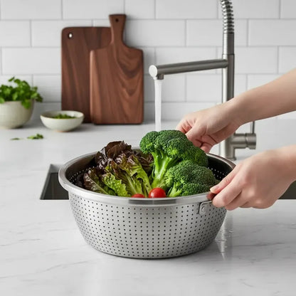 Colador Escurridor Acero Inoxidable 32cm Pasta Cocina Acero Inoxidable