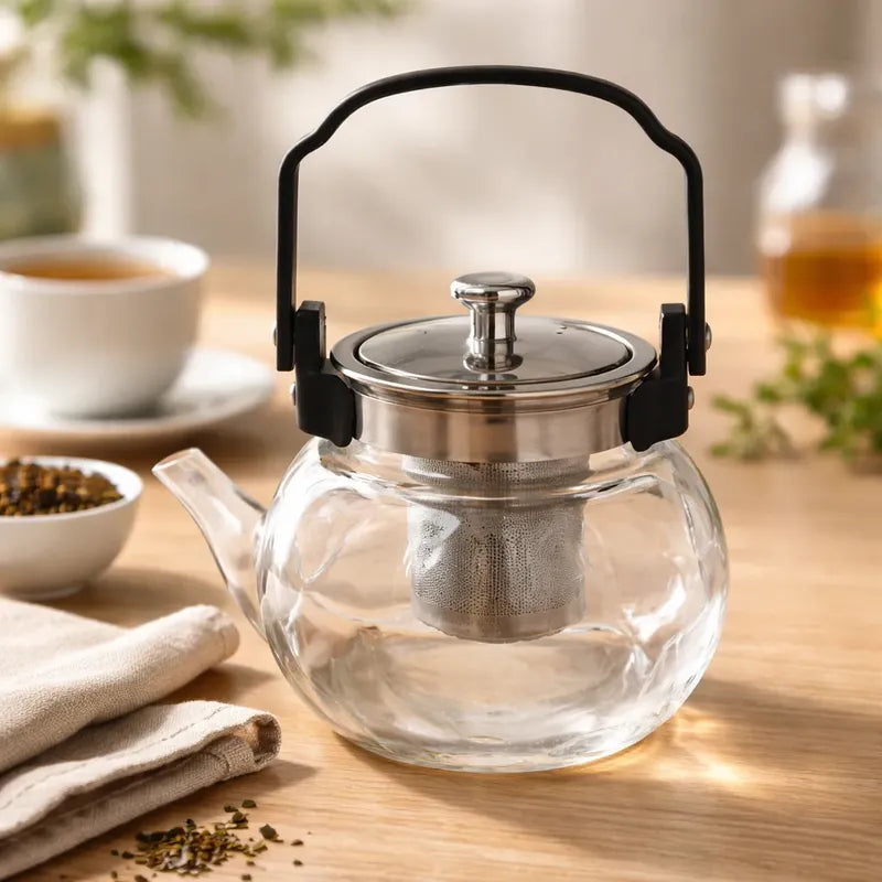 Tetera Infusor De Vidrio Té Infusor Acero Inoxidable 1.5 Ml Transparente