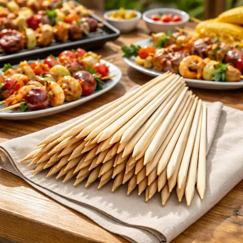 Palos Para Anticuchos Brochetas Bambú 5 Mm X40 Cm 40 Piezas Beige