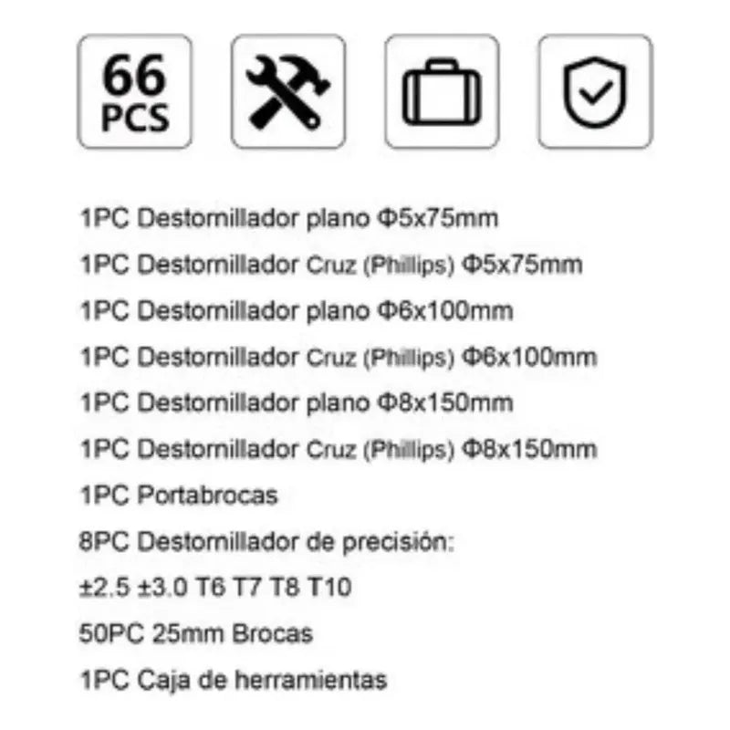 Maletín Juego De Herramientas 66 Piezas Negro