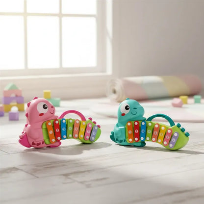 Xilófono Infantil Dinosaurio Musical Educativo 8 Notas Celeste