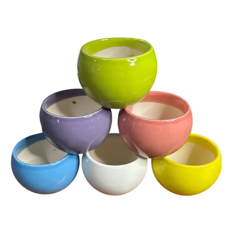 Pack 3 Maceteros Cerámica Para Suculentas 8cm Decorativos Vario