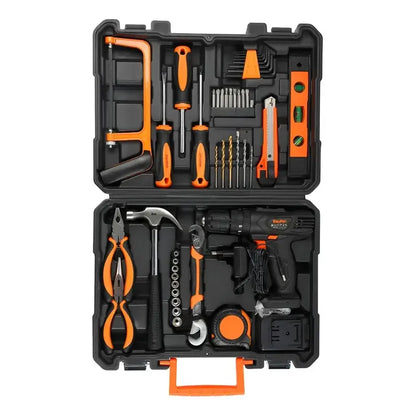 Kit Taladro 12v 10 Mm + Herramientas Manuales Y Accesorios