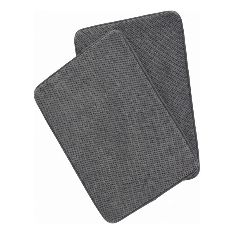 Set De Pisos Para Baño Espuma 2 Piezas Gris Gris