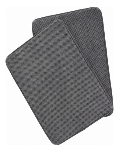Set De Pisos Para Baño Espuma 2 Piezas Gris Gris