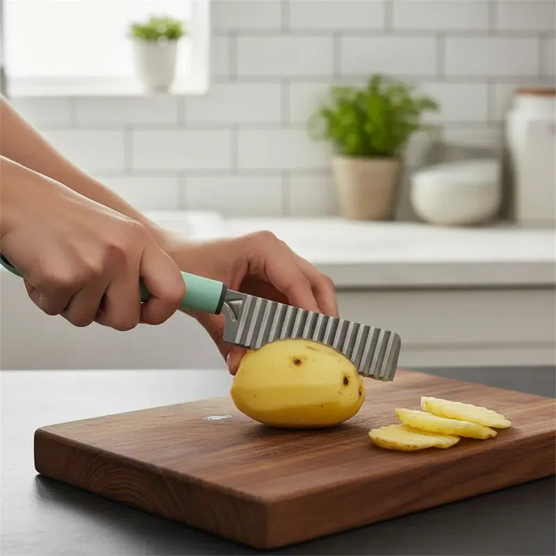 Cortador Ondulado De Patatas Y Verduras Acero Inoxidable Verde Menta