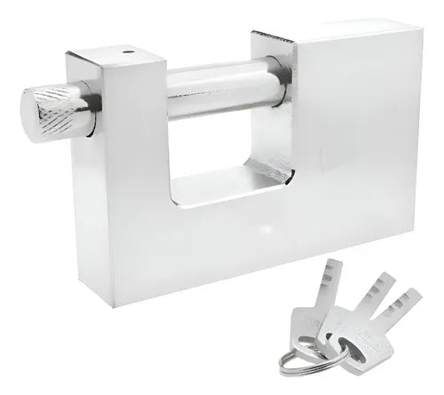 Candado Cuadrado 80mm Seguridad Blindado Color Plateado Plateado