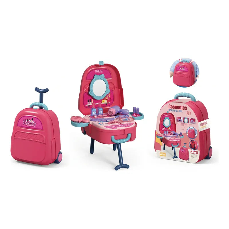 Maleta De Juegos 4en1 Set Salon Belleza Cosmetiquero Rosa Chicle