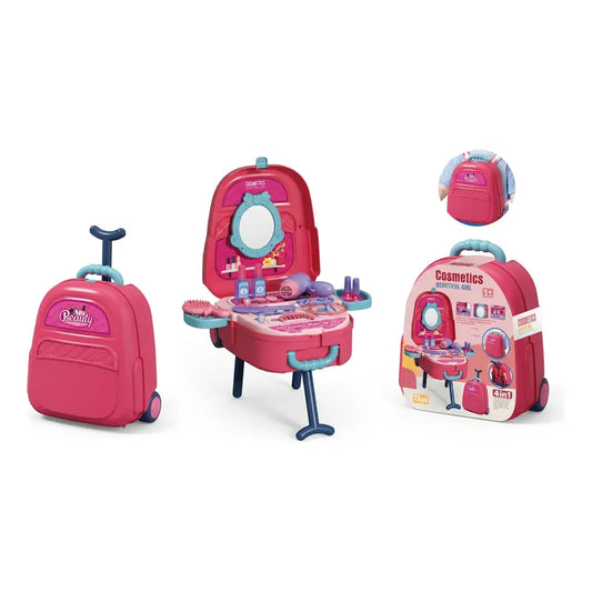 Maleta de Juegos 4en1 Set Salon Belleza Cosmetiquero Rosa Chicle