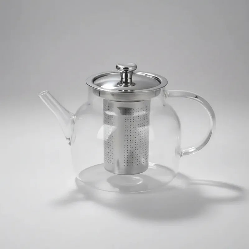 Tetera Infusor De Vidrio Té Infusor Acero Inoxidable 1.5 L Transparente