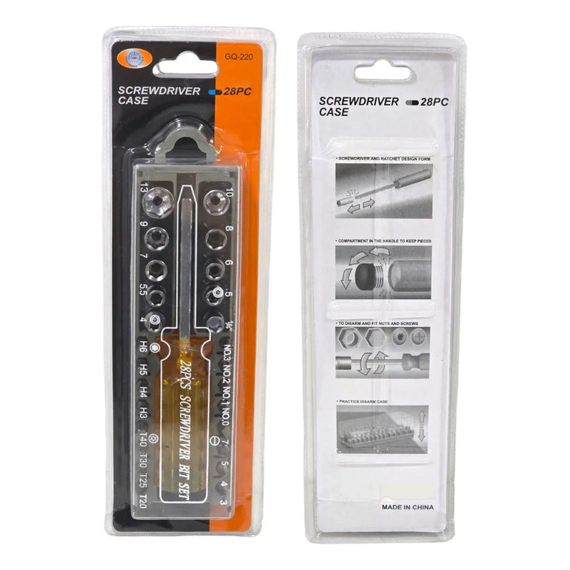 Set Destornillador Y Dados 28 Pcs En 1 Cq-220 E12138