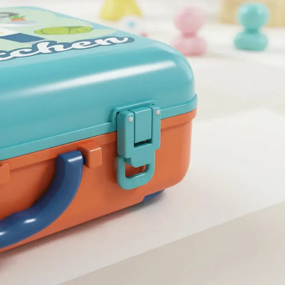 Set De Cocina Infantil, Maleta Con Rueda Para Niño Azul Acero